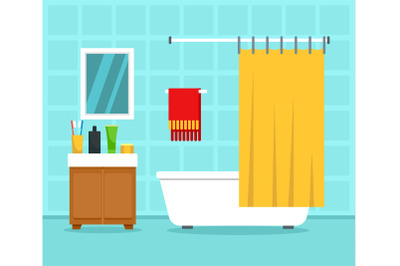 Bathroom interior concept background, flat style