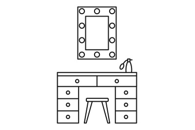 Make up room mirror table icon, outline style