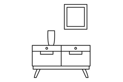 Room drawer icon, outline style