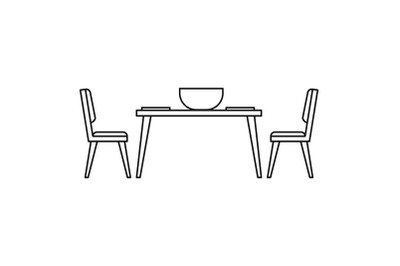 Kitchen table and chair icon, outline style