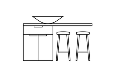 Modern kitchen table icon, outline style