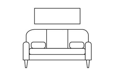 Living room sofa icon, outline style