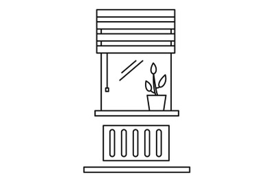 Living room window icon, outline style