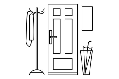 Home door interior icon, outline style