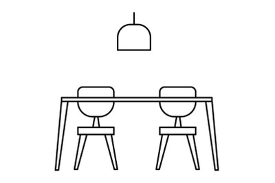 Table and chairs icon, outline style