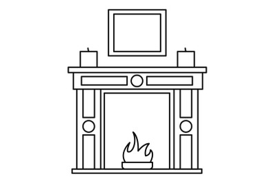 Room fire place icon, outline style