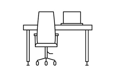 Desktop table computer icon, outline style