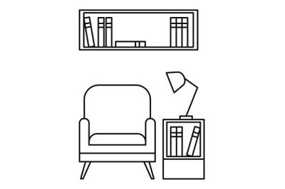 Reading armchair icon, outline style