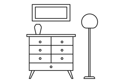 Room clothes drawer icon, outline style