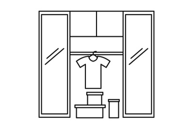 Clothes and shoes furniture icon, outline style