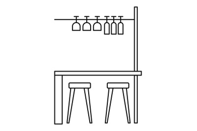 Bar furniture icon, outline style