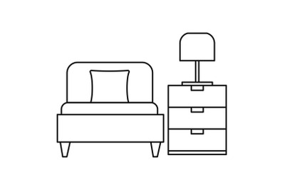 Sleep bed room icon, outline style