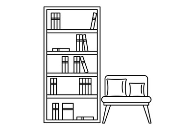 Reading room icon, outline style