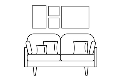 Soft sofa icon, outline style