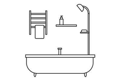 Bath tube icon, outline style
