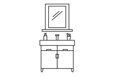 Bathroom mirror icon, outline style