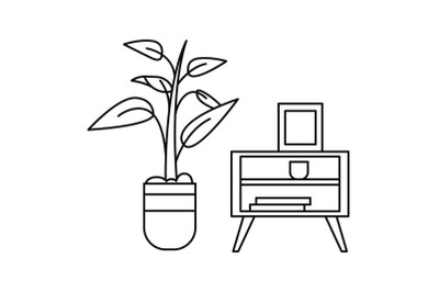 Room plant table icon, outline style