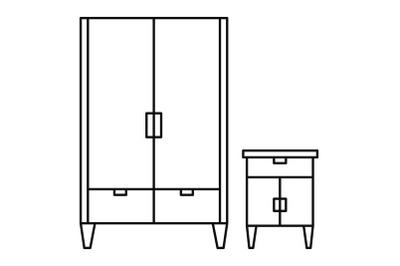 Wardrobe icon, outline style