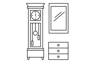 Old room clock icon, outline style