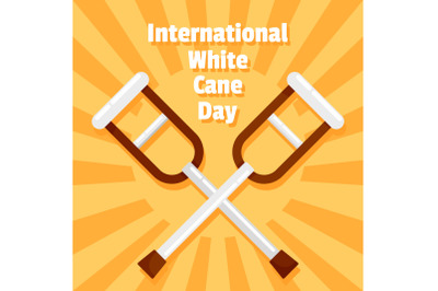International white cane day concept background, flat style
