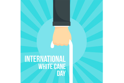 Old man white cane day concept background, flat style