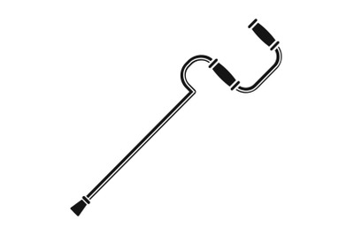 Metal walking stick icon, simple style