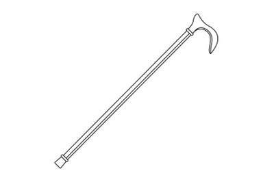 Walking stick icon, outline style