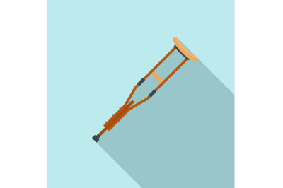 Wood crutch icon, flat style
