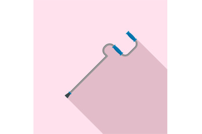 Metal walking stick icon, flat style