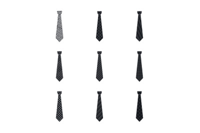 Elegant tie icon set, simple style