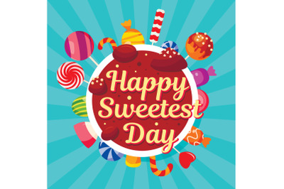 Sweetest day concept background, flat style