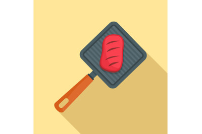 Meat on grill icon, flat style