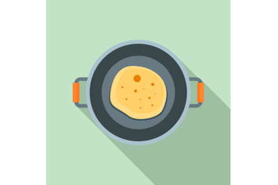 Fry food pan icon, flat style