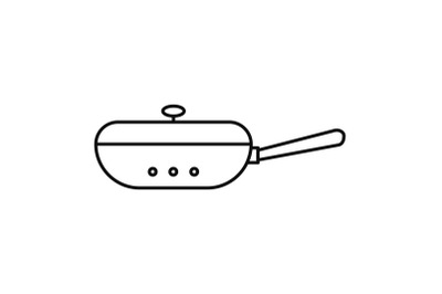Closed fry pan icon, outline style