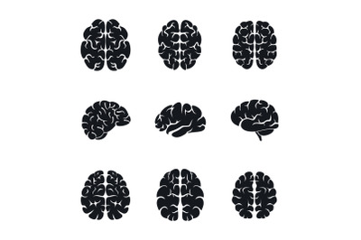Brain thinking icon set, simple style