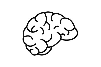 Thinking brain icon, outline style