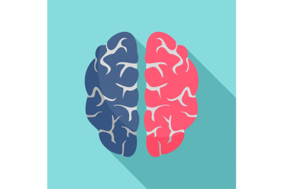 Genius brain icon, flat style