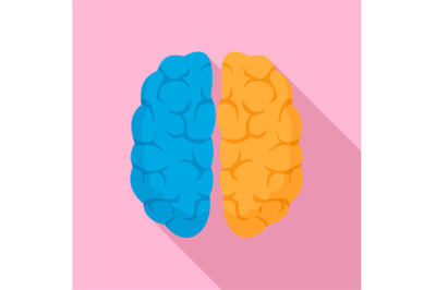 Mind brain icon, flat style