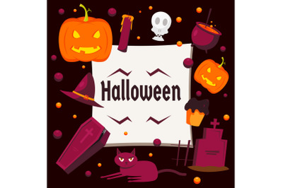 Halloween day concept background, flat style