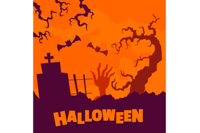 Happy halloween concept background, flat style