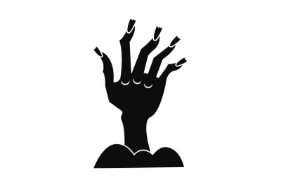 Zombie hand icon, simple style