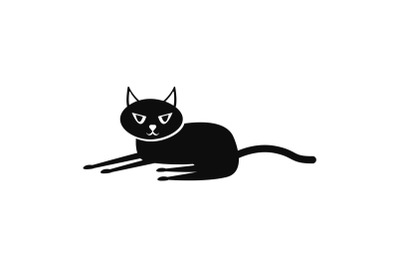 Black cat icon, simple style