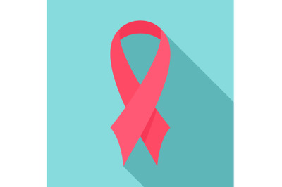 Breast cancer ribbon icon, flat style