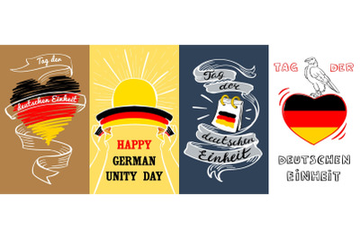 Deutschen einheit banner set, hand drawn style