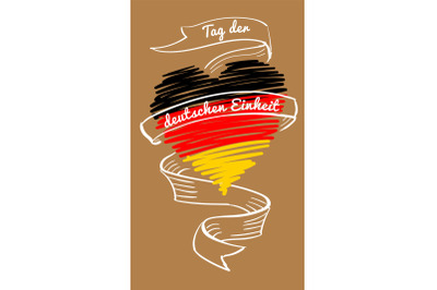 Deutschen einheit vertical banner, hand drawn style