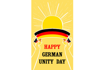 Happy german unity day vertical banner, hand drawn style