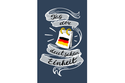 Tag der deutschen einheit vertical banner, hand drawn style