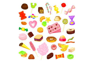 Candy icon set, cartoon style