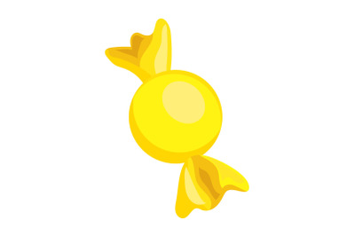 Yellow bonbon icon, cartoon style