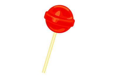 Red lollipop icon, cartoon style